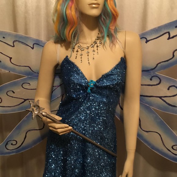 GORGEOUS vintage giant light up wings and sparkle pixie dress set! - Picture 4 of 14